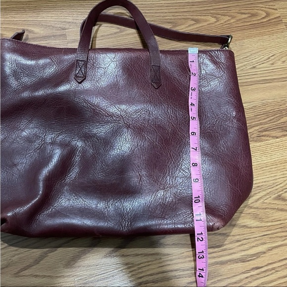Madewell Brown Leather Top Handle Zipper Closure Satchel Shoulder Crossbody Bag - Picture 9 of 16